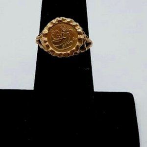 Vintage 10k Gold Panda Coin (replica) Ring 2.0gTW